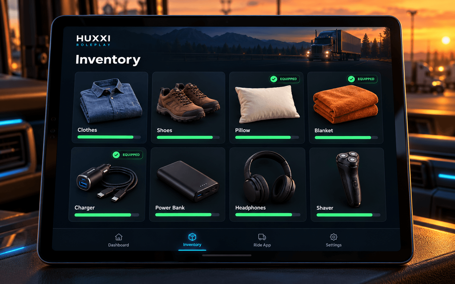 Bring your essentials. Roleplay tablet concept illustration